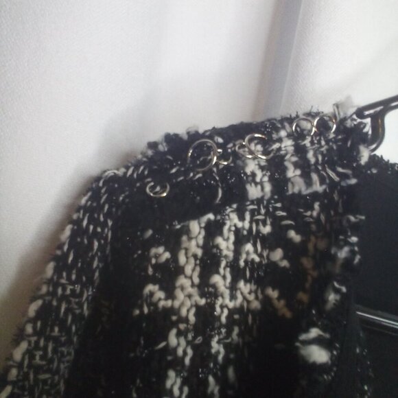 Vanessa Williams Blazer Jacket L Women Fringe Trim Metal Ring Accent Open Front - Picture 6 of 16